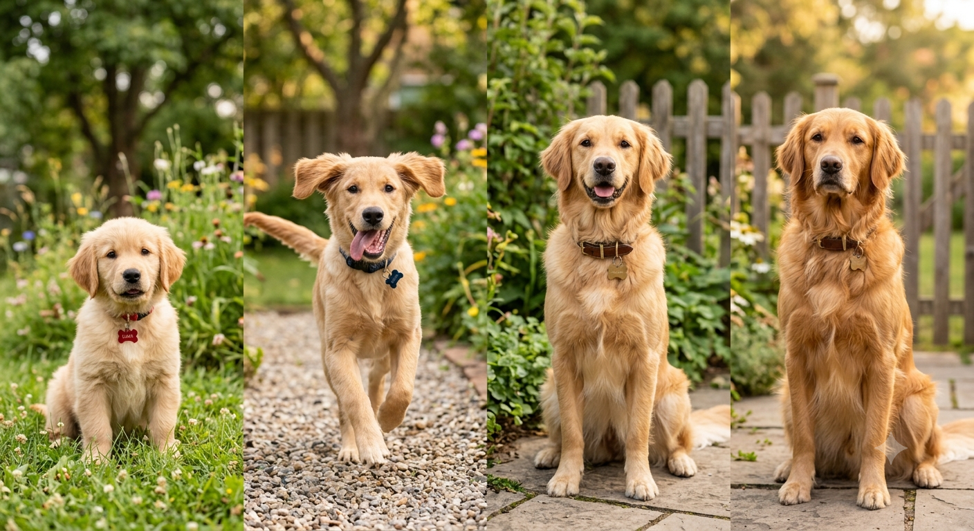 Happy dog eating healthy food